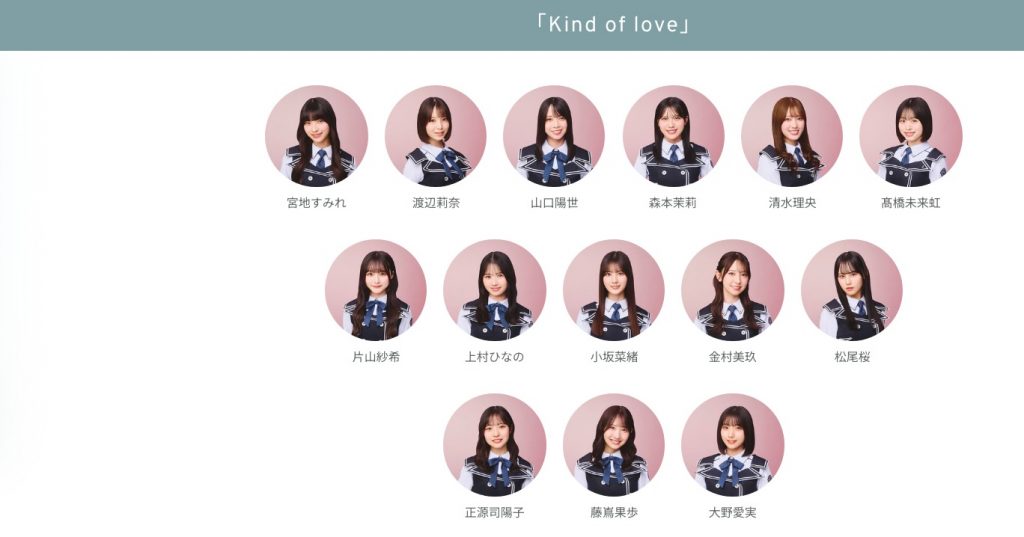 日向坂46 17thシングル Kind of love 公式フォーメーション
