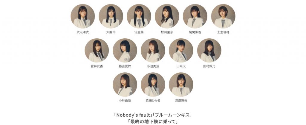 櫻坂46 1stシングル Nobody’s fault 公式フォーメーション
