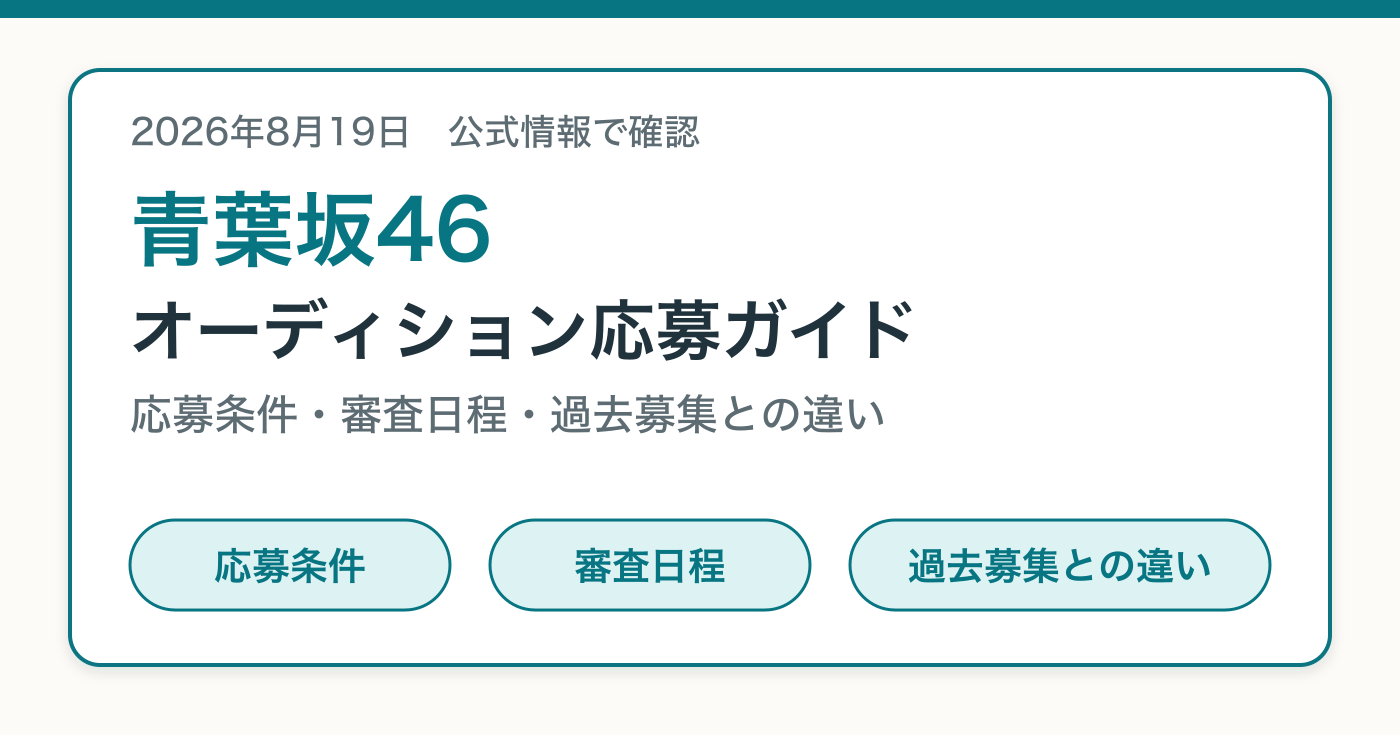青葉坂46オーディション応募ガイド 応募条件・審査日程・過去募集との違い